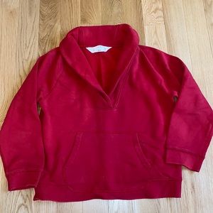 J Crew red deep v sweatshirt. Size large with pouch pocket in front.